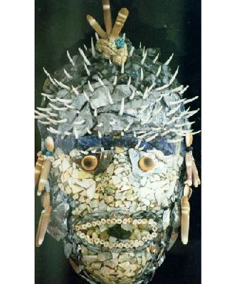 Death Masks Collection Original Art. Bronze With Mosaic Overlay.
